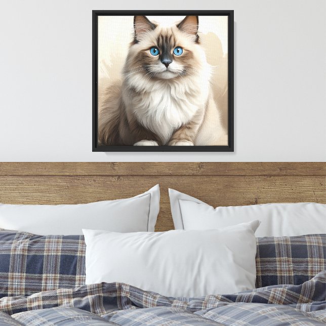 Ragdoll cat canvas print (Insitu(Bedroom))
