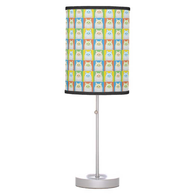 Ragdoll Cat Cartoon Pop-Art (Flame-Point) Table Lamp (Front)