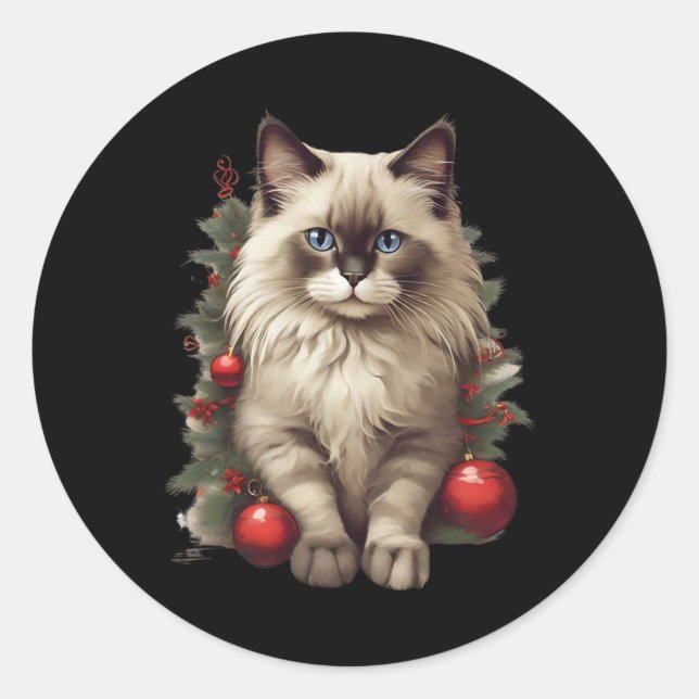 Ragdoll Cat Christmas Byubles  Classic Round Sticker (Front)