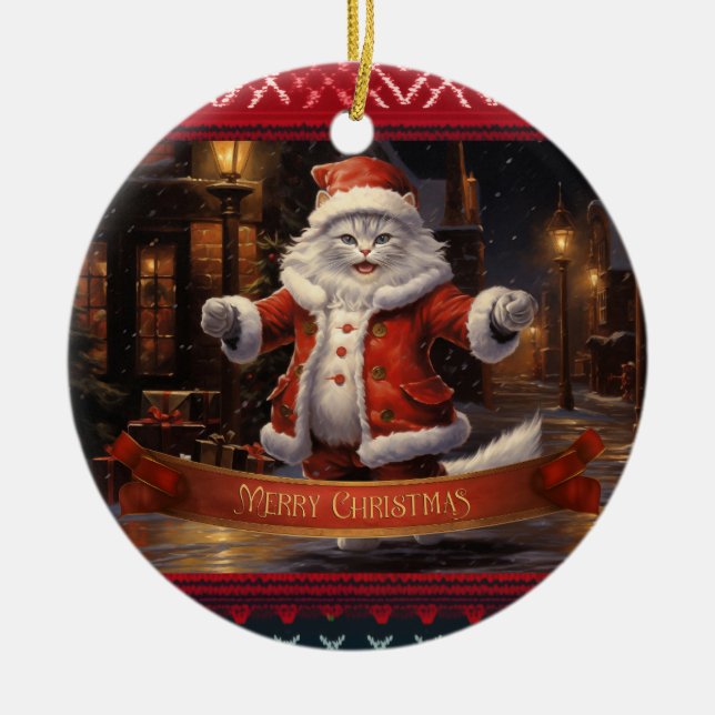 Ragdoll cat Christmas Ceramic Ornament (Front)