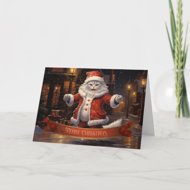 Ragdoll cat Christmas greeting card (Front)