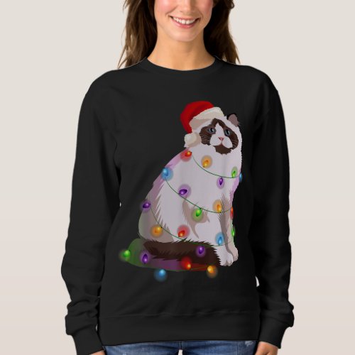 Ragdoll Cat Christmas Lights Xmas Cat Lover Sweatshirt