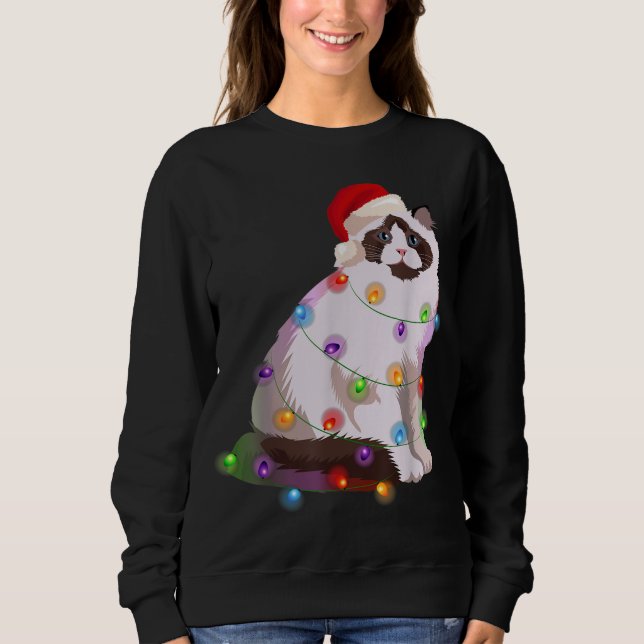 Ragdoll Cat Christmas Lights Xmas Cat Lover Sweatshirt (Front)