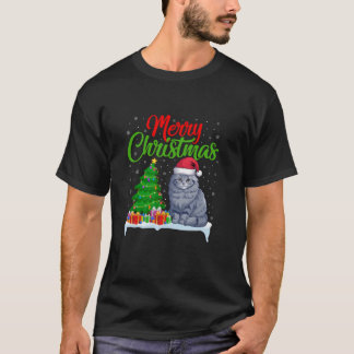 Ragdoll Cat Christmas Tree Lights Xmas Ragdoll Cat T-Shirt