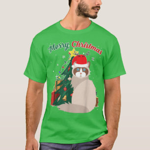 Ragdoll Cat Christmas Tree Snow Flakes Xmas Presen T-Shirt