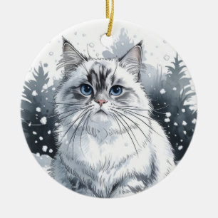 Ragdoll Cat Circle Christmas Xmas Ornament