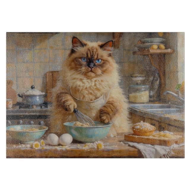 Ragdoll Cat Cooking in Kitchen Cutting Board (Front)