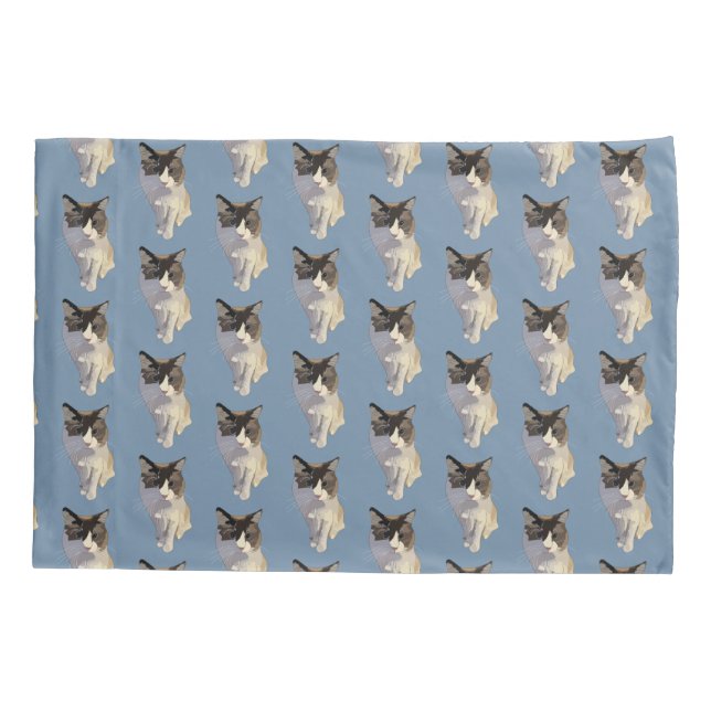 Ragdoll cat, Dusty Blue Pillow Case (Back)