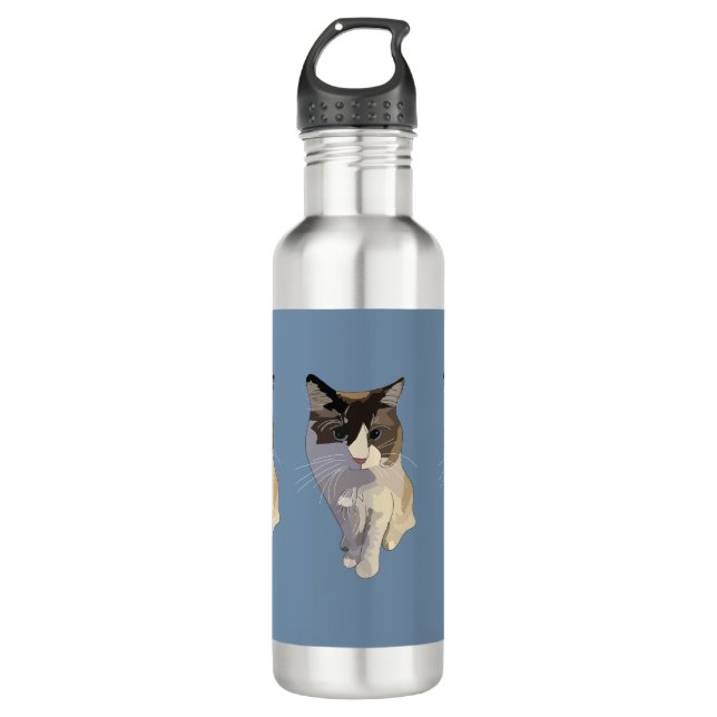Ragdoll cat, Dusty Blue Stainless Steel Water Bottle (Front)