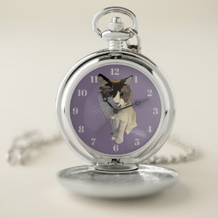 Ragdoll cat, Dusty Purple Pocket Watch