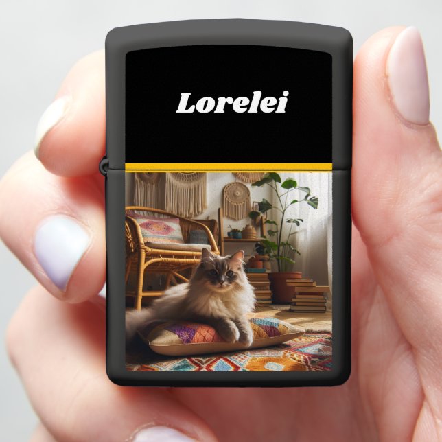 Ragdoll Cat Elegance: Ragdoll Bohemian Calm Zippo Lighter (In Hand)