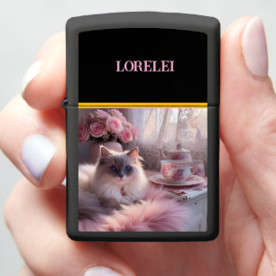 Ragdoll Cat Enjoys a Cozy Afternoon Zippo Lighter