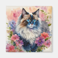 Ragdoll Cat Floral Art