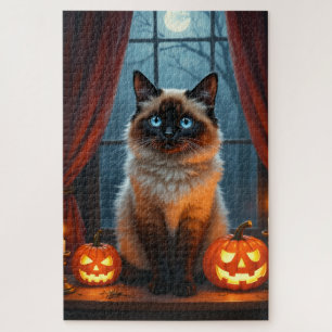 Ragdoll Cat Gothic Halloween Portrait Art Jigsaw Puzzle