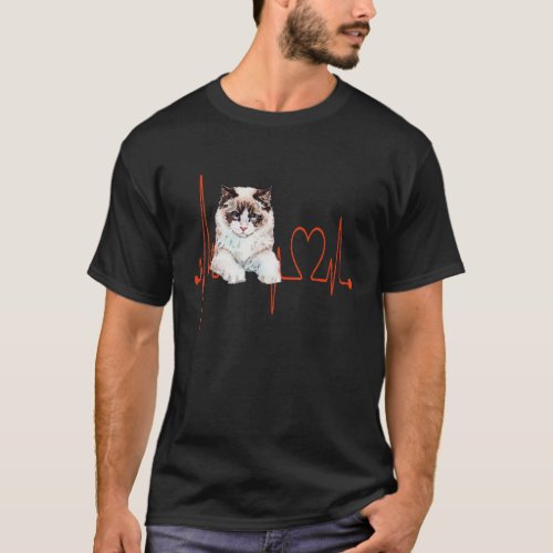 Ragdoll Cat Heartbeat EKG  I Love My Ragdoll Cat T_Shirt