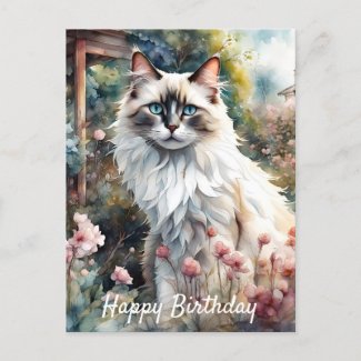 Ragdoll Cat in English Garden Birthday