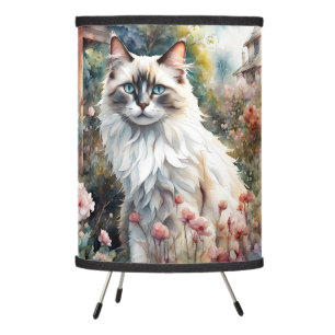 Ragdoll Cat in English Garden Birthday Tripod Lamp