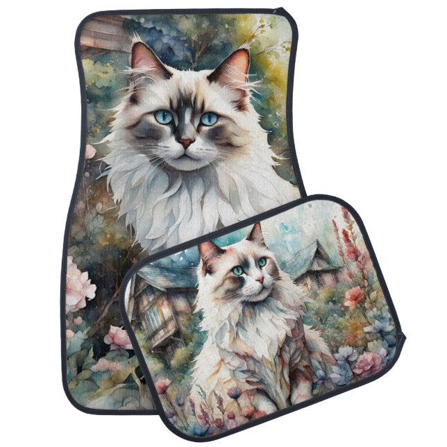 Ragdoll Cat in English Garden Car Floor Mat (Set)
