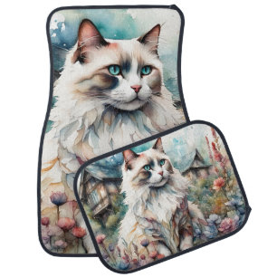 Ragdoll Cat in English Garden Car Floor Mat