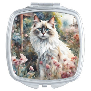 Ragdoll Cat in English Garden Compact Mirror