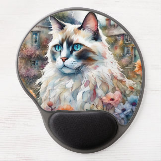 Ragdoll Cat in English Garden Gel Mouse Pad
