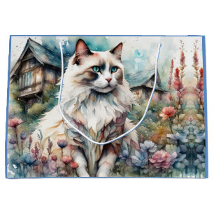 Ragdoll Cat in English Garden Large Gift Bag