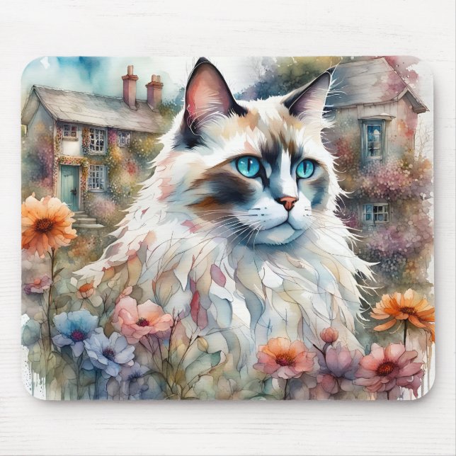 Ragdoll Cat in English Garden Mouse Pad (Front)