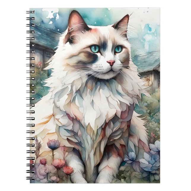 Ragdoll Cat in English Garden Notebook (Front)