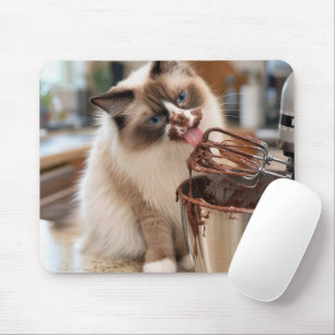 Ragdoll Cat Licking Mixer Beater Mouse Pad