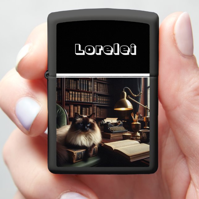 Ragdoll Cat Literary Whispers: Ragdoll & Reverie  Zippo Lighter (In Hand)