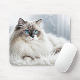 Ragdoll Cat On a Fur Rug Mouse Pad