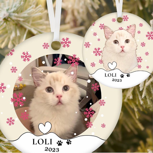Ragdoll Cat Personalized Hand Drawing Ceramic Ornament (Creator Uploaded)