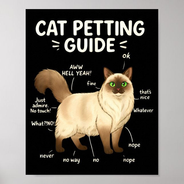 Ragdoll Cat Petting Guide Funny Cat Lover  Poster (Front)