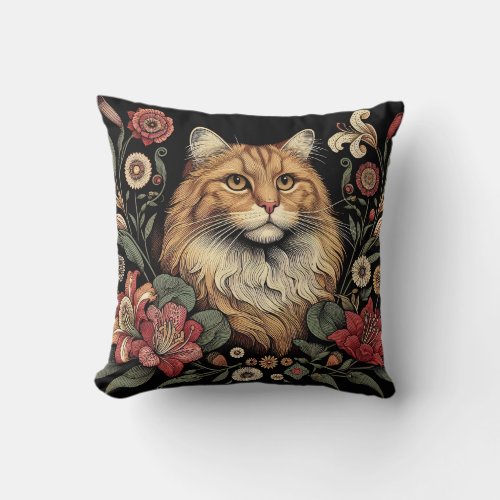 Ragdoll Cat Pillow William Morris Inspired