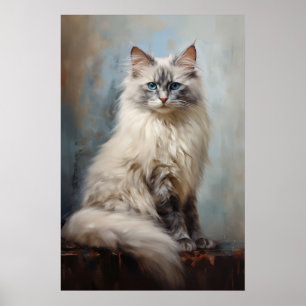 Ragdoll cat portrait poster