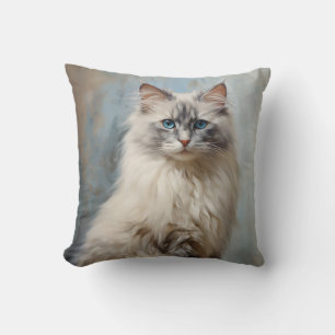 Ragdoll cat portrait throw pillow