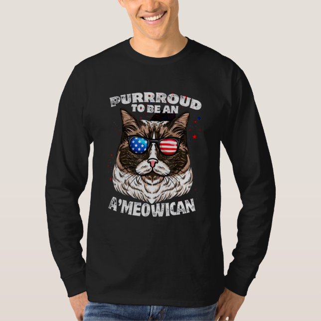 Ragdoll Cat Purrroud To Be An Ameowican 4th Of Jul T-Shirt (Front)