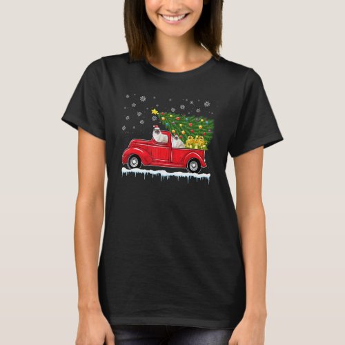 Ragdoll Cat Red Car Truck Christmas Tree Santa Xma T_Shirt
