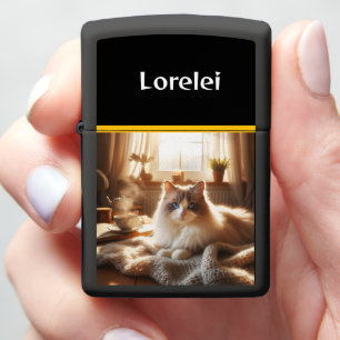 Ragdoll Cat Relaxing by the Window Zippo Lighter