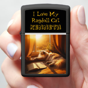 Ragdoll Cat Relaxing in Warm Sunlight Zippo Lighter