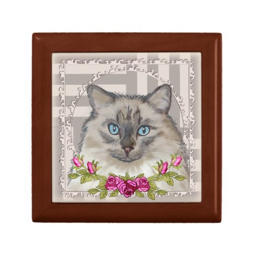 Ragdoll Cat Roses custom name gift box