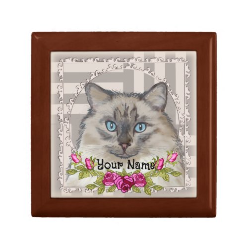 Ragdoll Cat Roses custom name gift box