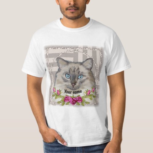 Ragdoll Cat Roses custom name T_Shirt