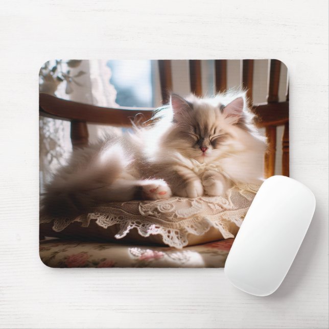 Ragdoll Cat Sleeping On Pillow Mouse Pad (With Mouse)