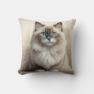 Ragdoll cat throw pillow