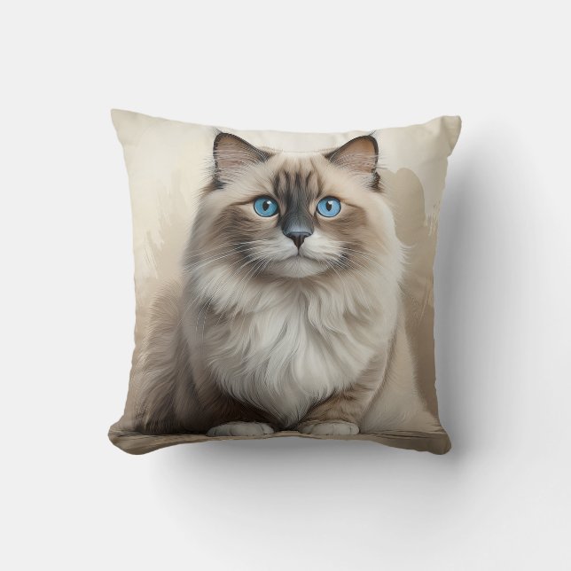 Ragdoll cat throw pillow (Front)