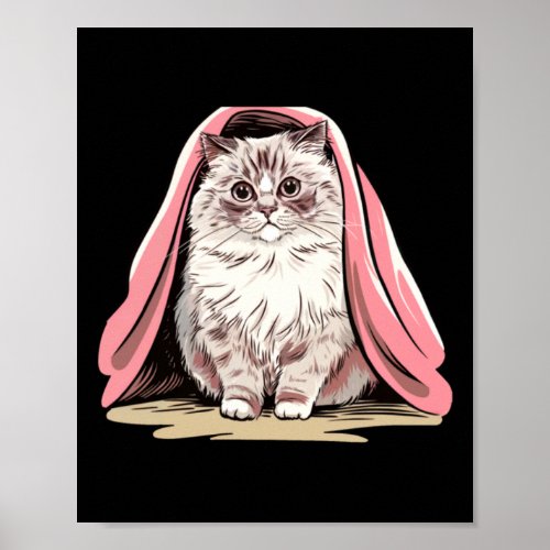 Ragdoll Cat Under A Pink Blanket Sticker 