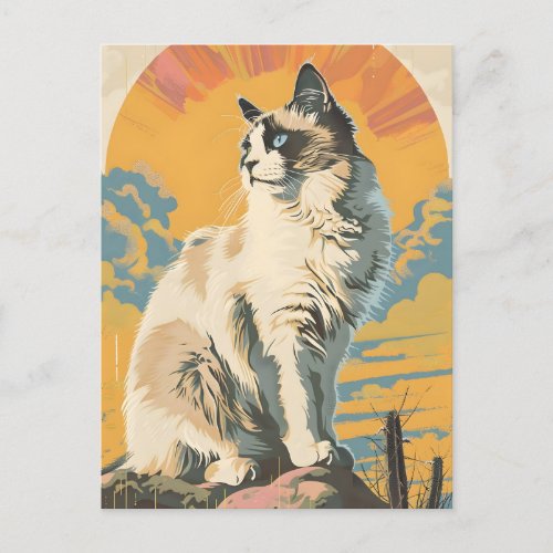 Ragdoll Cat Vintage Art Postcard