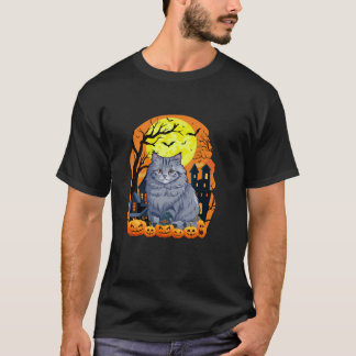 Ragdoll Cat With Pumpkins Funny Scary Halloween Pa T-Shirt