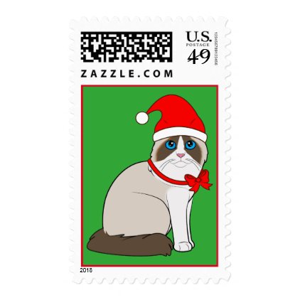 Ragdoll Cat with Santa Hat Postage